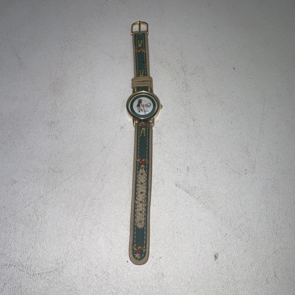 Quemex Quartz Wrist Watch‎ Golf Green Strap Mens / Womens Needs New Battery